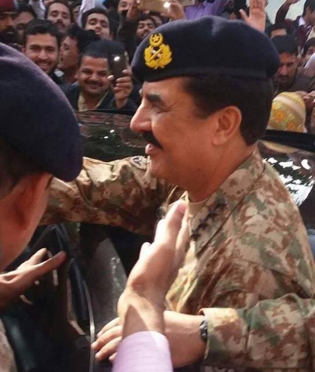 All smiles and proud to return back to the college where he studied. From a college bit to the head of Pakistan Army